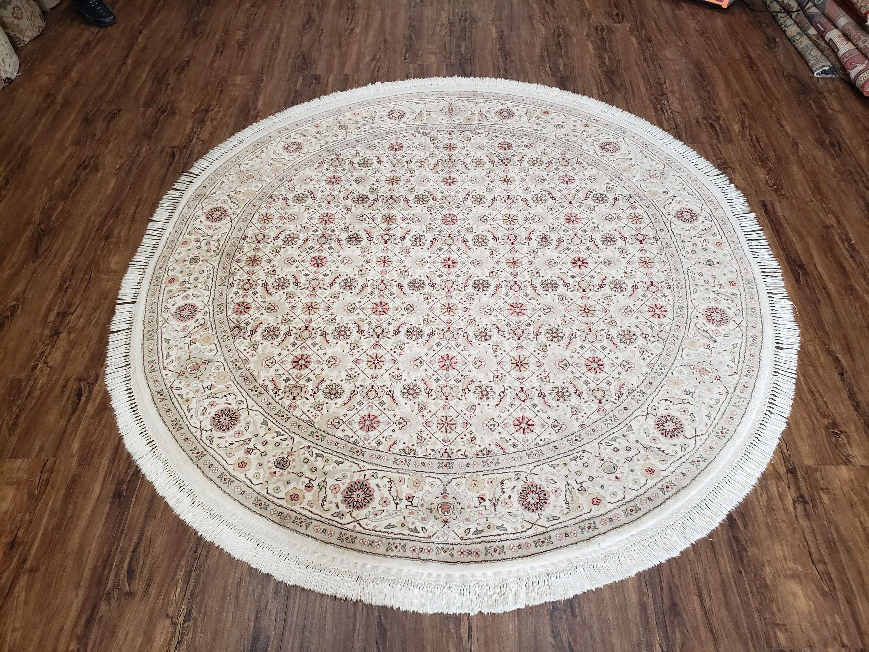 6x6 Round Oriental Rug Mahi Pattern Persian Design Ivory 6ft Etsy