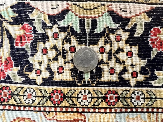 シルクの生命の樹ペルシャ絨毯 3x4、手織りヴィンテージカーペット