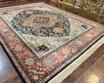 ✴︎1970年代 ヴィンテージ・トルコラグ✴︎terracotta/navy Karastan Navy Heriz #700/701 Rug, 8.8 X 10.6 Karastan Carpet