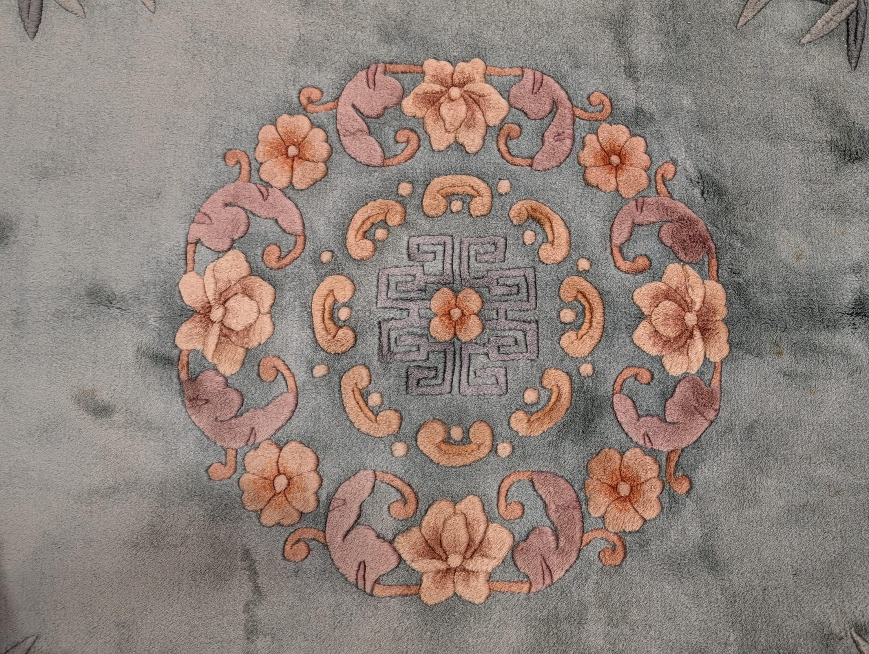 Chinese Wool 7.5 X 9.5, 90 Line Chinese Carving Carpet, Light Blue - Etsy