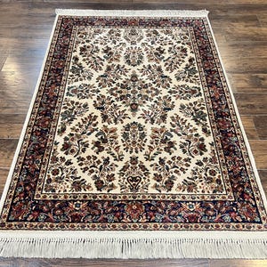 Karastan Rug 4x6, Karastan Ivory Sarouk #760 Wool Carpet, Vintage Original Collection 700 Series Discontinued, Floral Oriental Rug