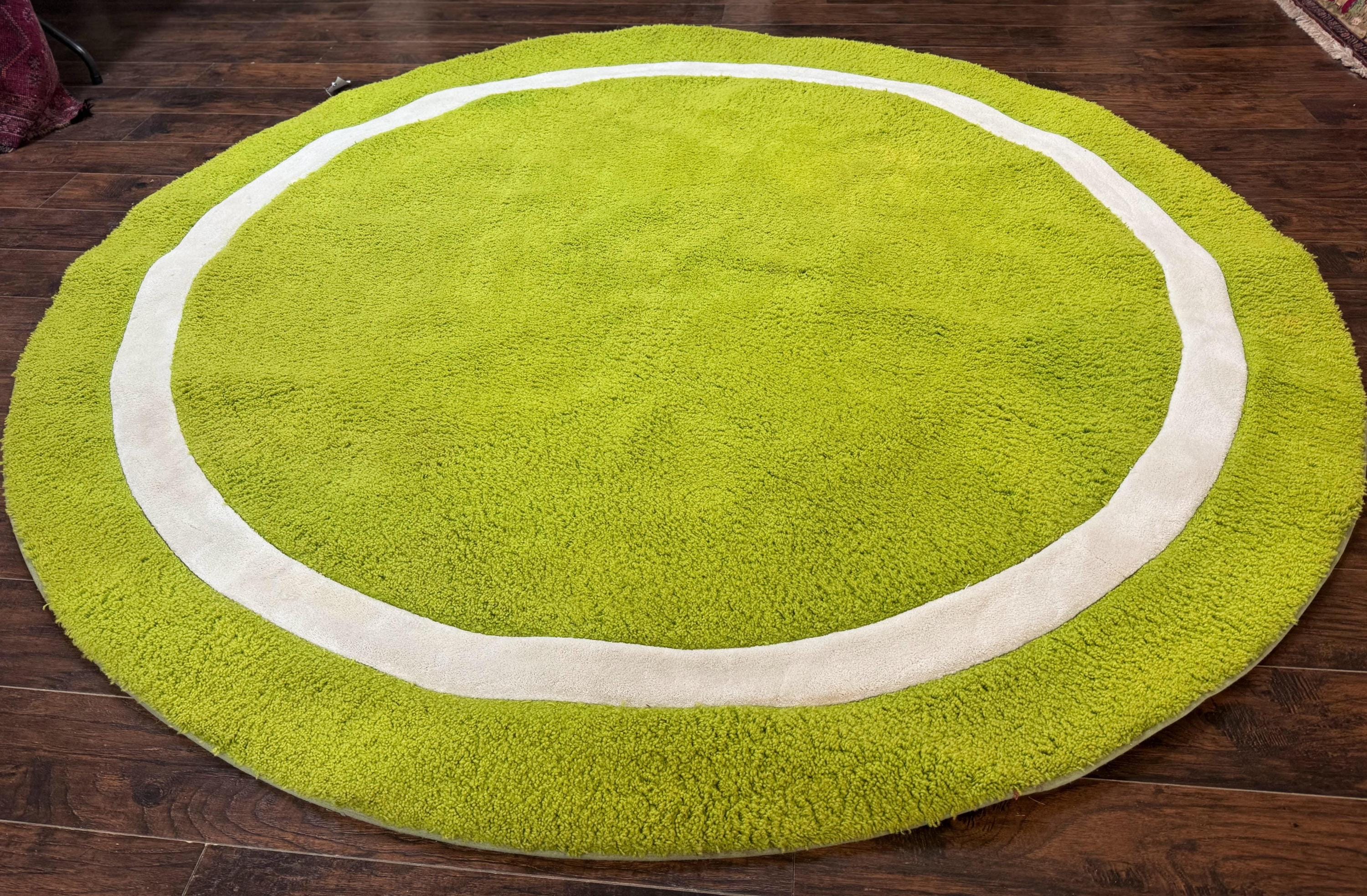 Large Round Rug 9x9, Vintage Retro Design, Lime Green - Etsy