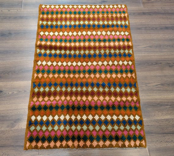 ラグ・カーペット Afghan baluch small rug Small Afghan Balouch Rug 3x5, Multicolor, Diamond Pattern, Tribal