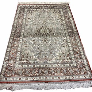 4&#39; x 6&#39; ヴィンテージ 高級ハンドメイド 中国製 オリエンタル シルク ラグ 400 KPSI すごい