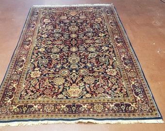 a 4x6 Rectangular Double Knot Rug RugsTC 4'0 x 6'4 Pak Persian Area Rug with Silk & Wool Pile Floral Design 100% Original Hand-Knotted in Gold,White,Green Colors a 4x6 Rectangular Double Knot Rug RugsTC 4'0 x 6'4 Pak Persian Area Rug with Silk & Wool Pile Floral Design 100% Original Hand-Knotted in Gold,White,Green Colors