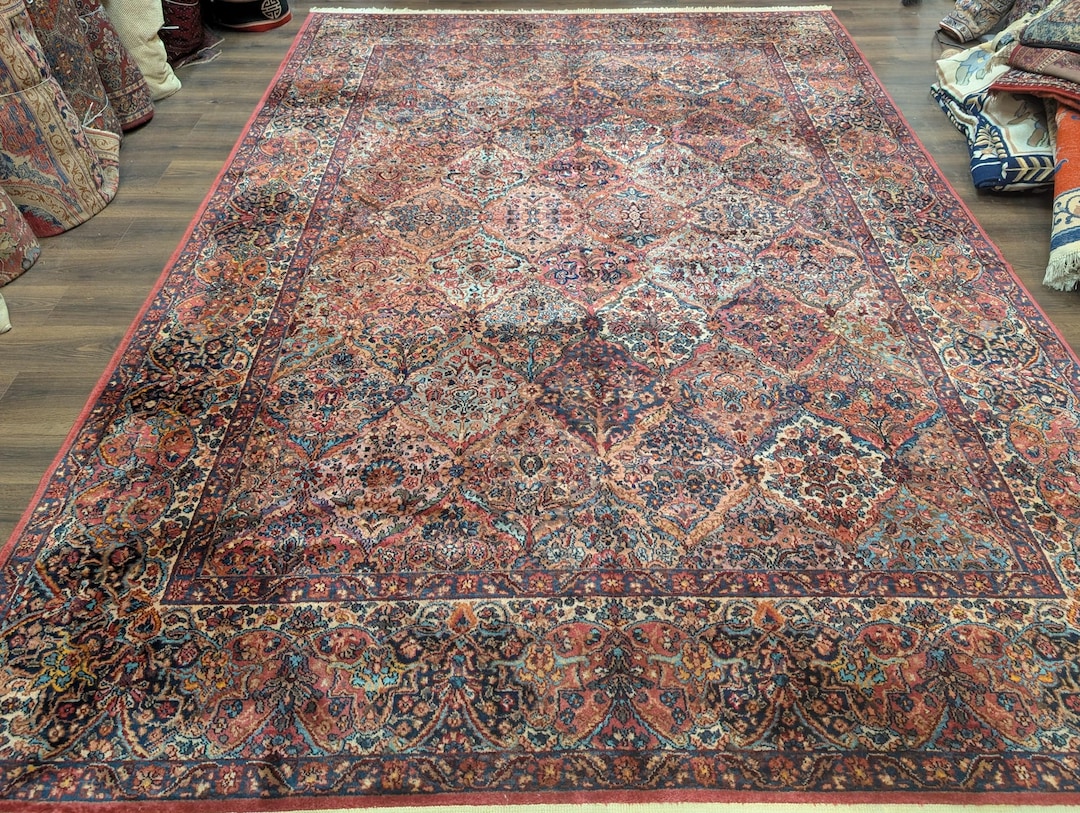 Antique Karastan Rug 8.8 X 12 Multicolor Panel Kirman #717, Wool