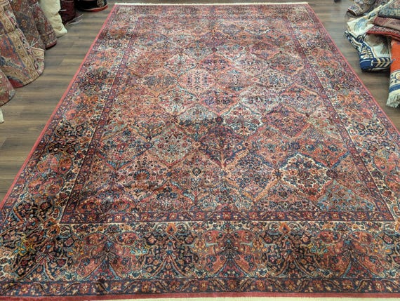 Antique Karastan Rug 8.8 X 12 Multicolor Panel Kirman #717, Wool