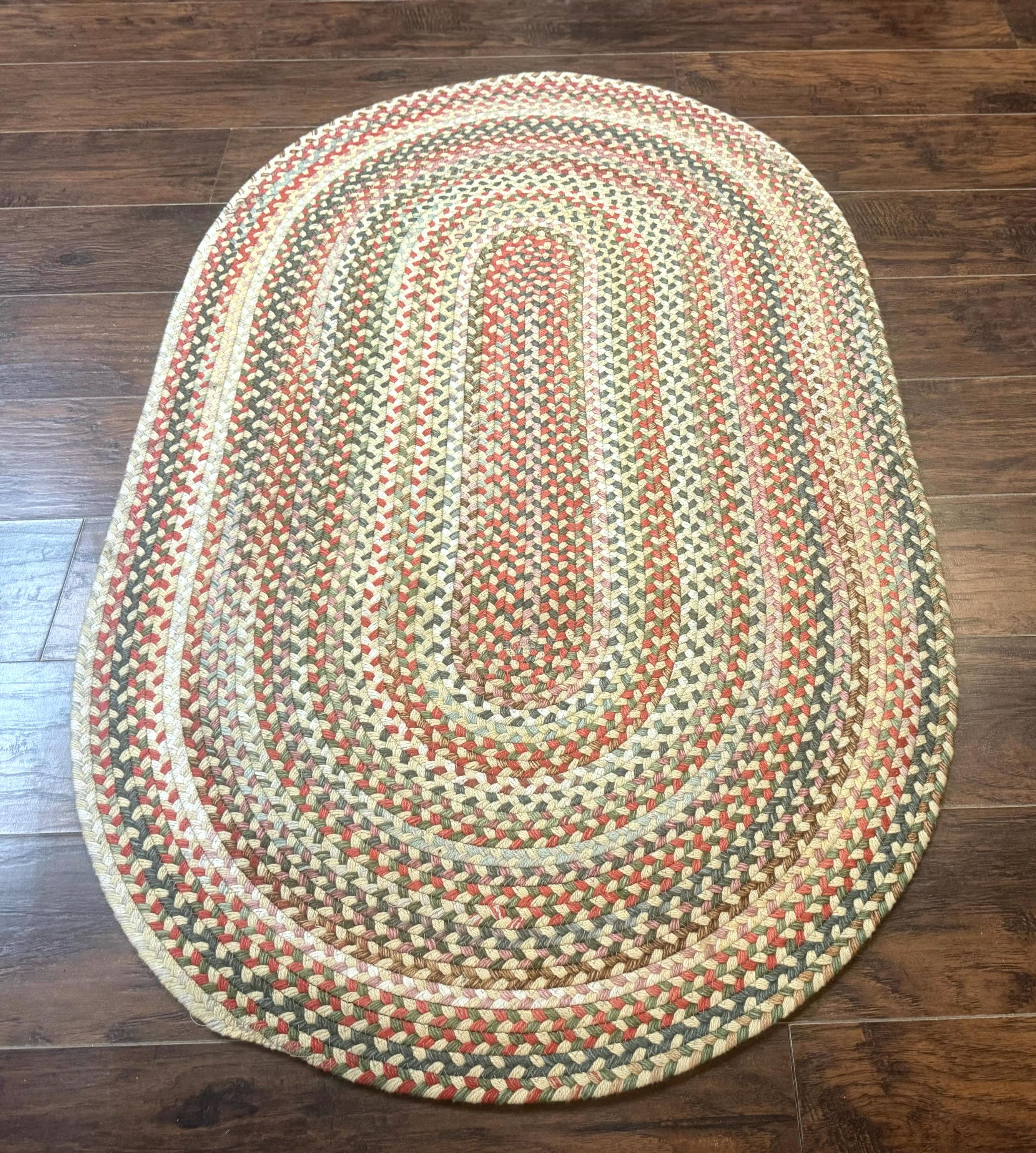 Braided American Oval Rug 3x5, Multicolor, Hand Braided