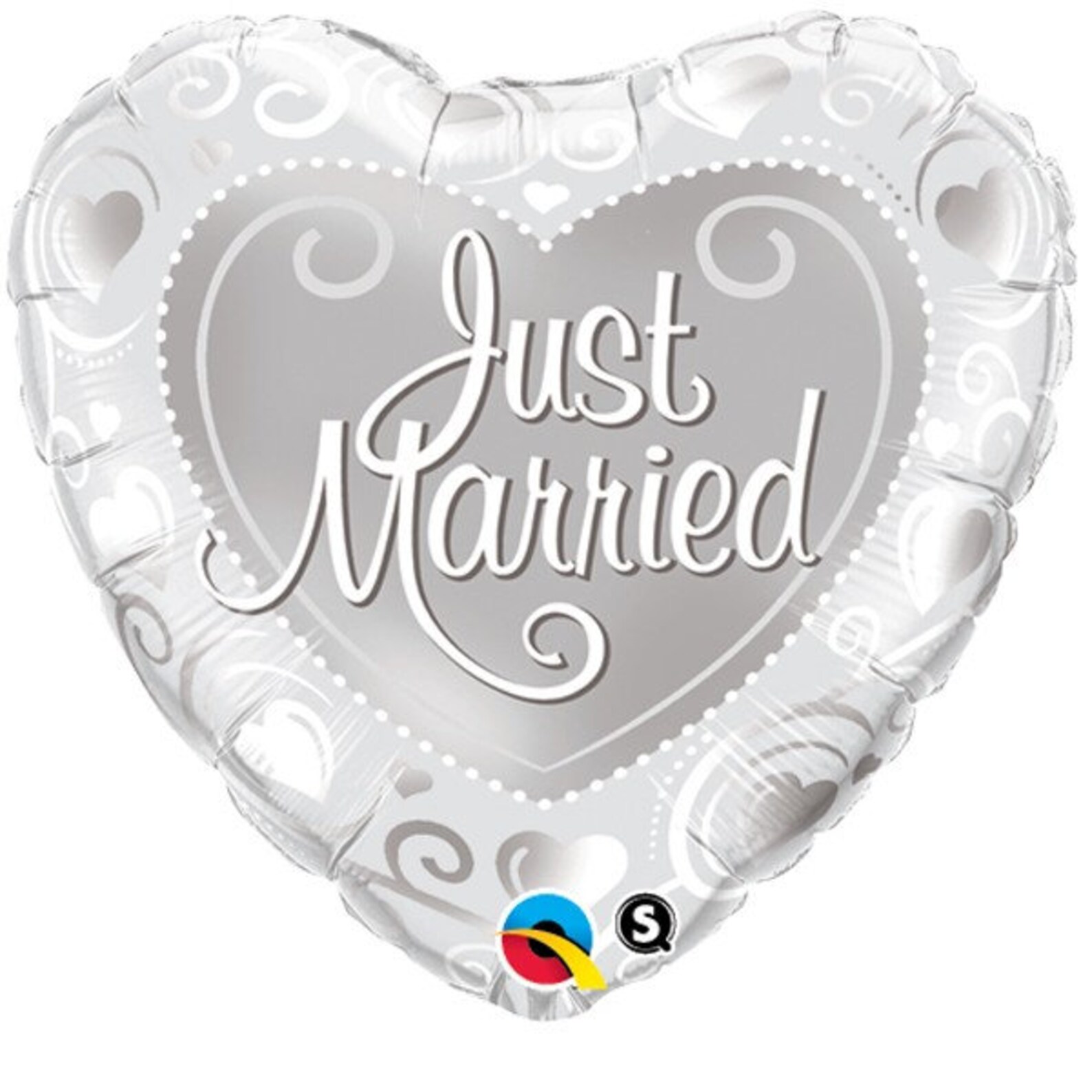 Just Married Silver Heart Foil Balloon 18 46cm Party Etsy