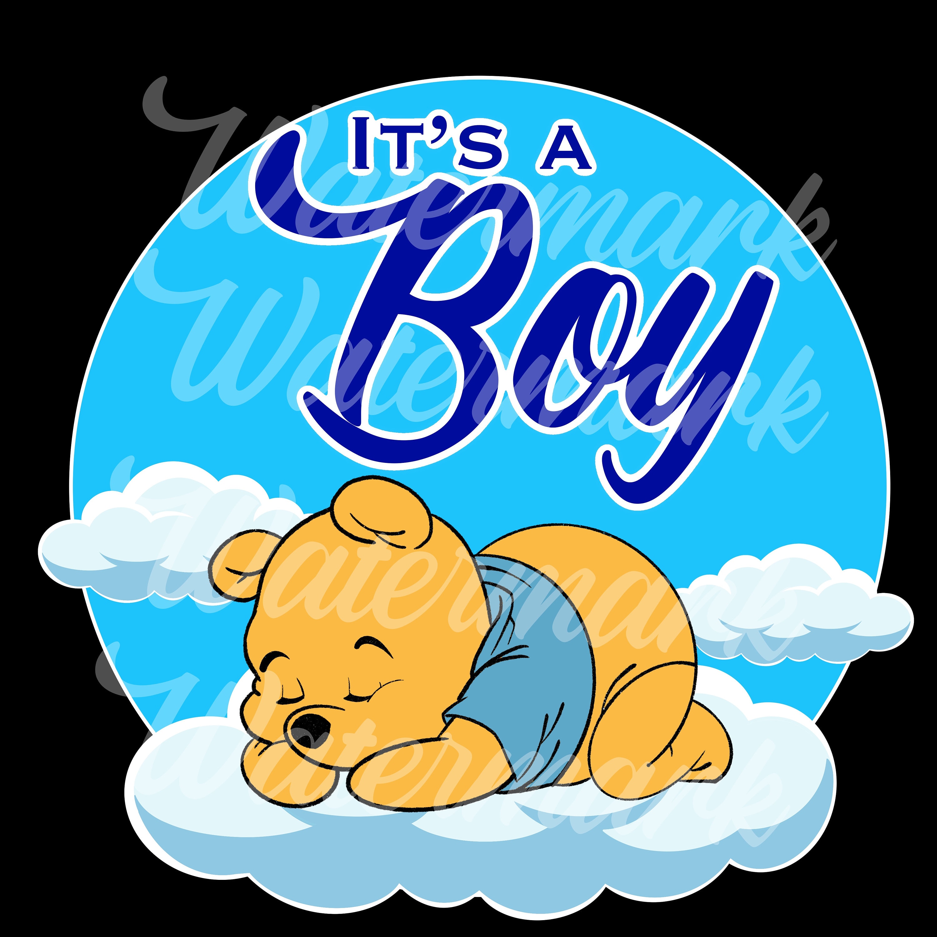 It's a Boy Baby Pooh .png File Transparent Background Perfect for