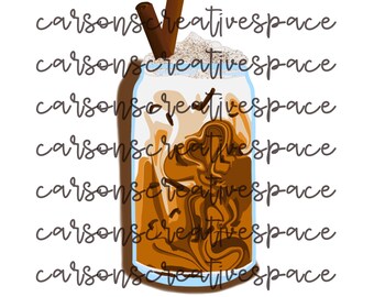 Kaneelijskoffie met hart, handgetekende png-afbeelding download met transparante achtergrond
