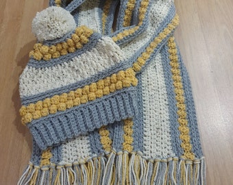 Crochet Beanie Pattern, Crochet Scarf Pattern, Hat and Scarf Crochet Pattern, Crochet Hat pattern, Crochet Winter Hat, Hat and Scarf Set