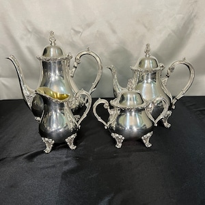American Rose by International, Silverplate 4PC Tea & Coffee Service, a Webster Wilcox Pattern