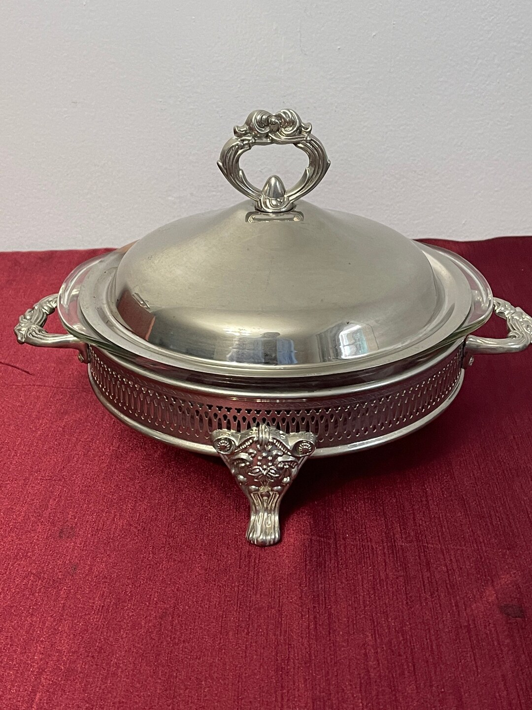 Silverplated Serving Ring With Pyrex 024 2QT Glass Dish - Etsy