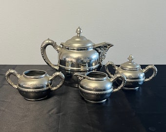 Rare 4pc Rochester Silver Plate Tea Set, Teapot / Silver Plate Teapot / Vintage Teapot / Tea Service