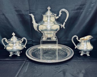Vintage Reed & Barton Silver Plated Tea Set: Regent Pattern with Oneida Tray