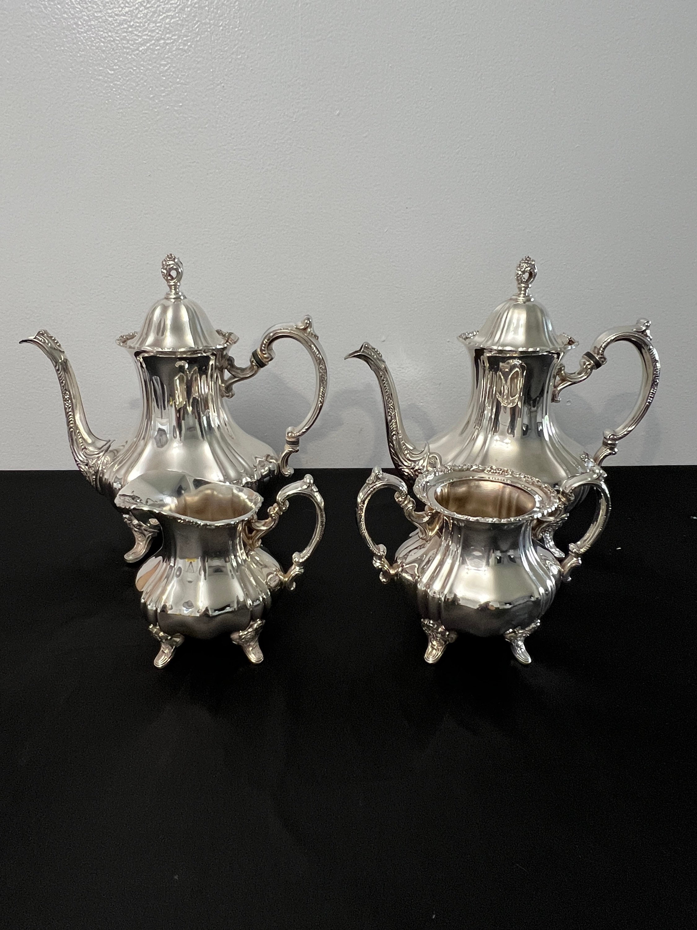 Lancaster Rose by Poole Vintage 4 Piece Tea Set Silver-plated EPCA