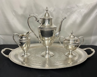 4pc Silver Plated Tea Set by International Silver Co., pattern is Castleton