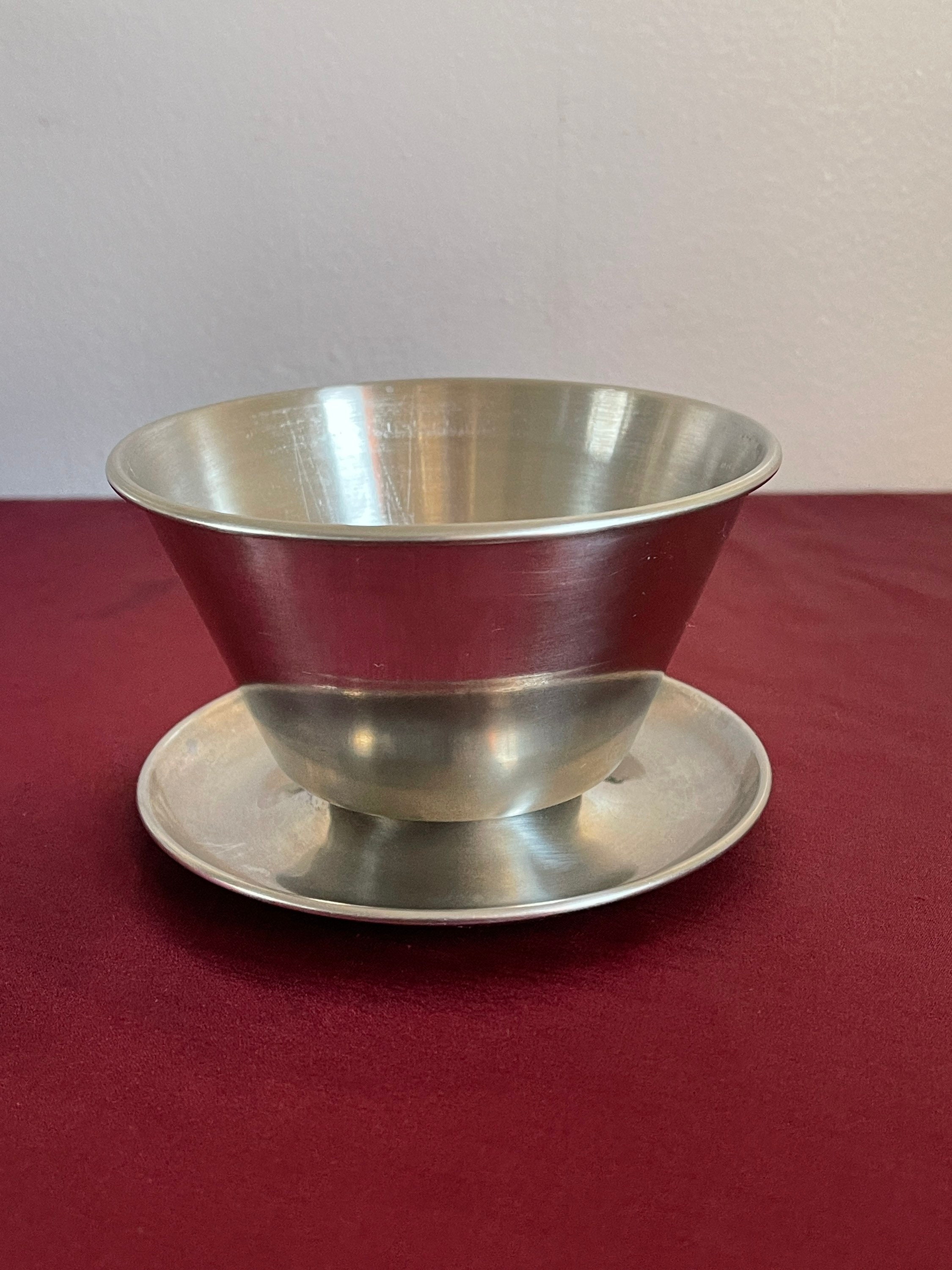 Stainless Steel Round Gravy Bowl with Attached Underplate. Etsy