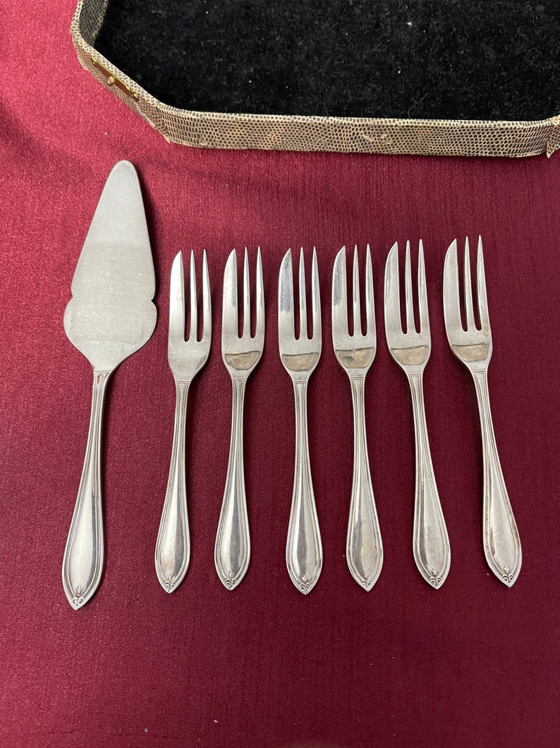 Vintage Pastry Service Set W/ 6 Pastry Forks and Pie/cake Etsy