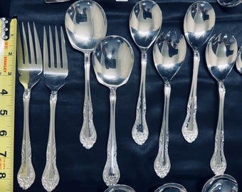 Large and Rare 129pc Nickel Silver Flatware Set Made by EC