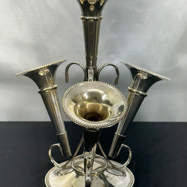 An Edwardian Style Silver Plated 4 Arms Epergne Centerpiece