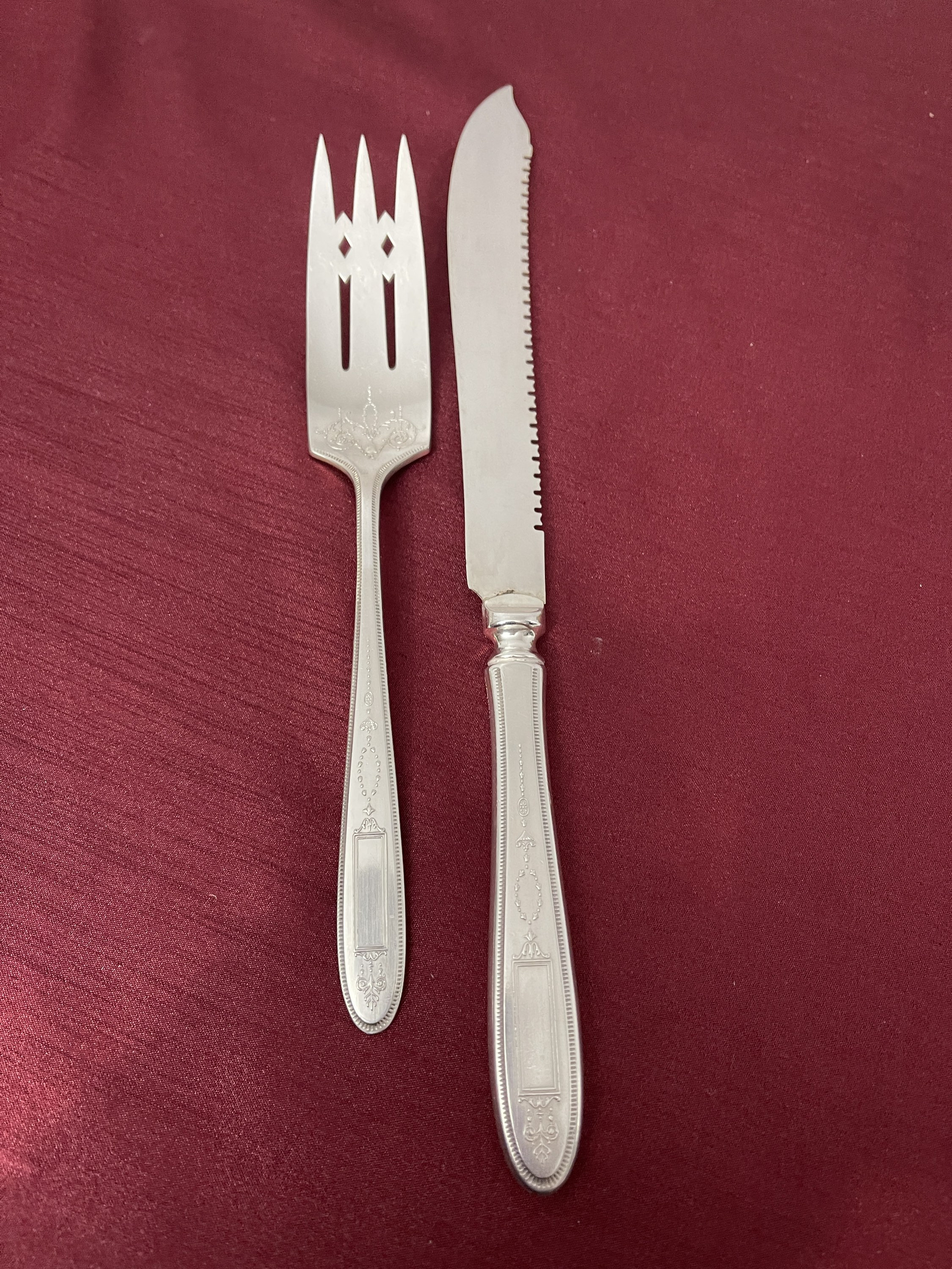 Silverplate Wedding Cake Knife and Fork Set by Oneida Etsy