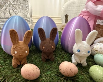 Large 3D Printed Unicorn Color Changing Egg with Bunny