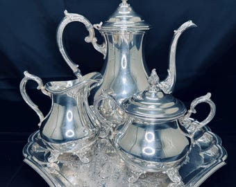 Vintage Gorham Silverplated Coffee Set: Duchess Pattern with Heritage Tray