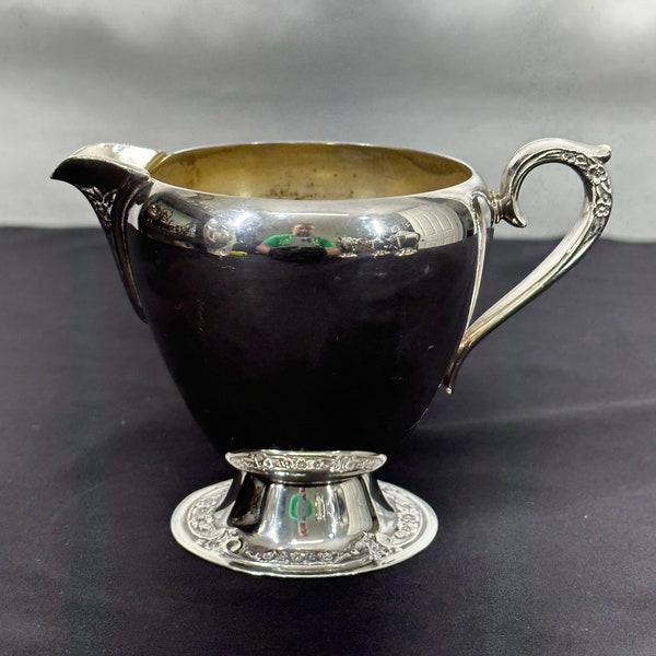 Silver Plated Creamer and Double Handled Platter, Primrose II pattern by Rogers and Bro