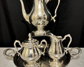 Silver Plated Tea Set: Rogers Bros Remembrance Pattern with Tray
