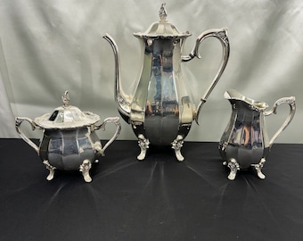 3pc Silver Plated Tea Set by International Silver. It's their Magic Rose pattern.
