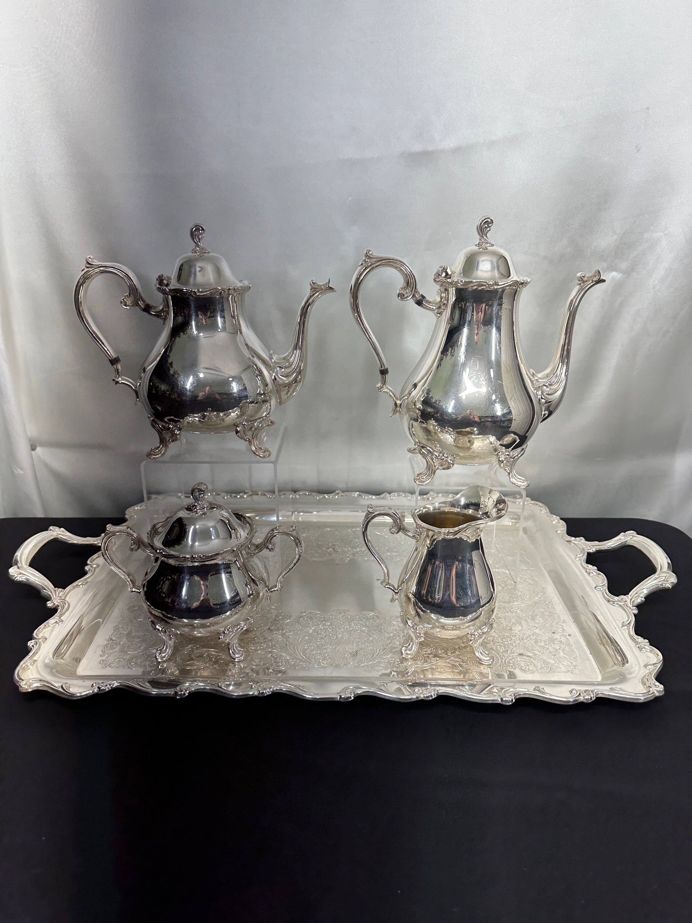 5pc Silver Plated Tea Set, Joanne Pattern, by INTERNATIONAL