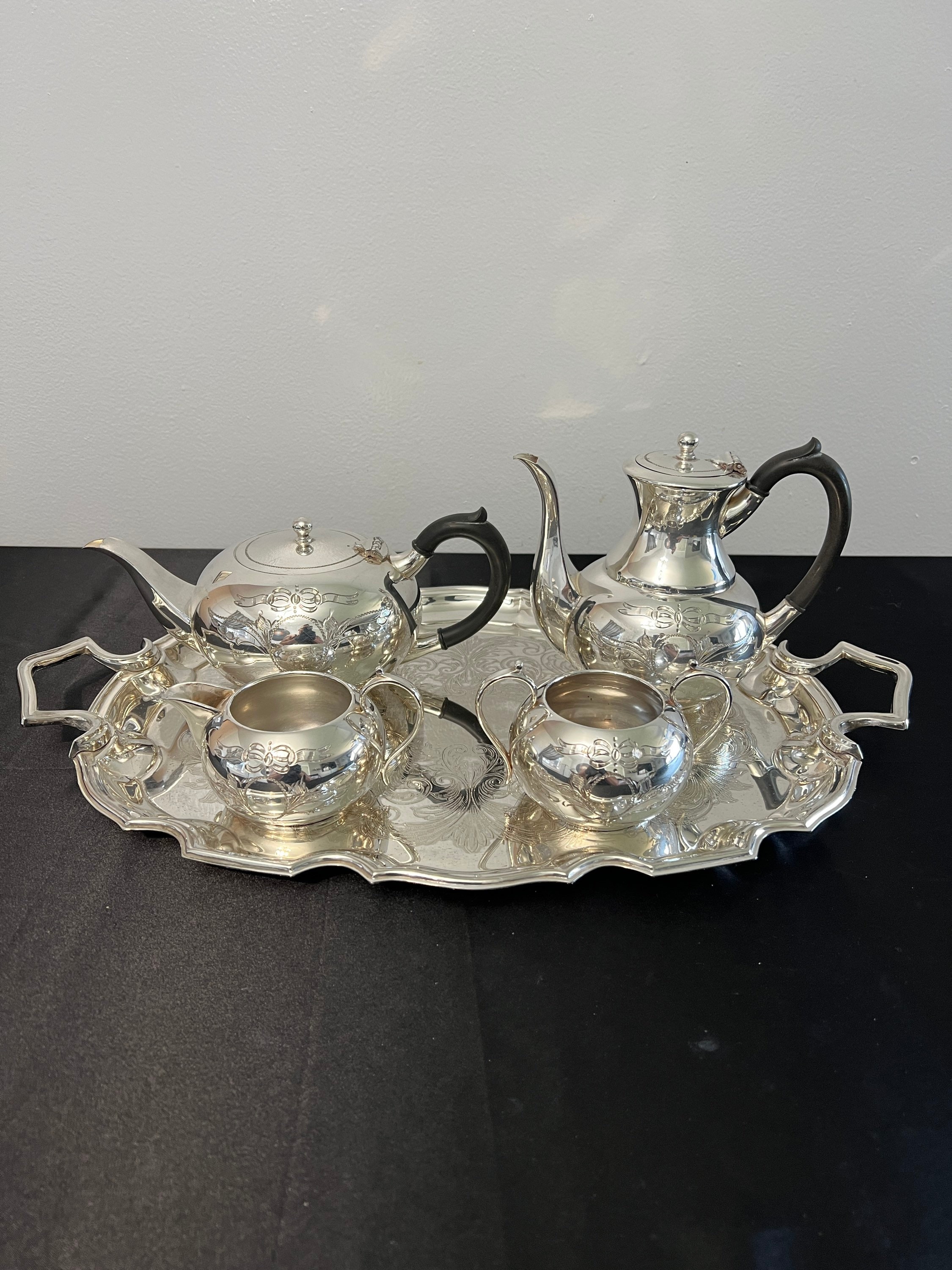 Vintage Cooper Brothers Silver Plated Tea Set: Sheraton Pattern