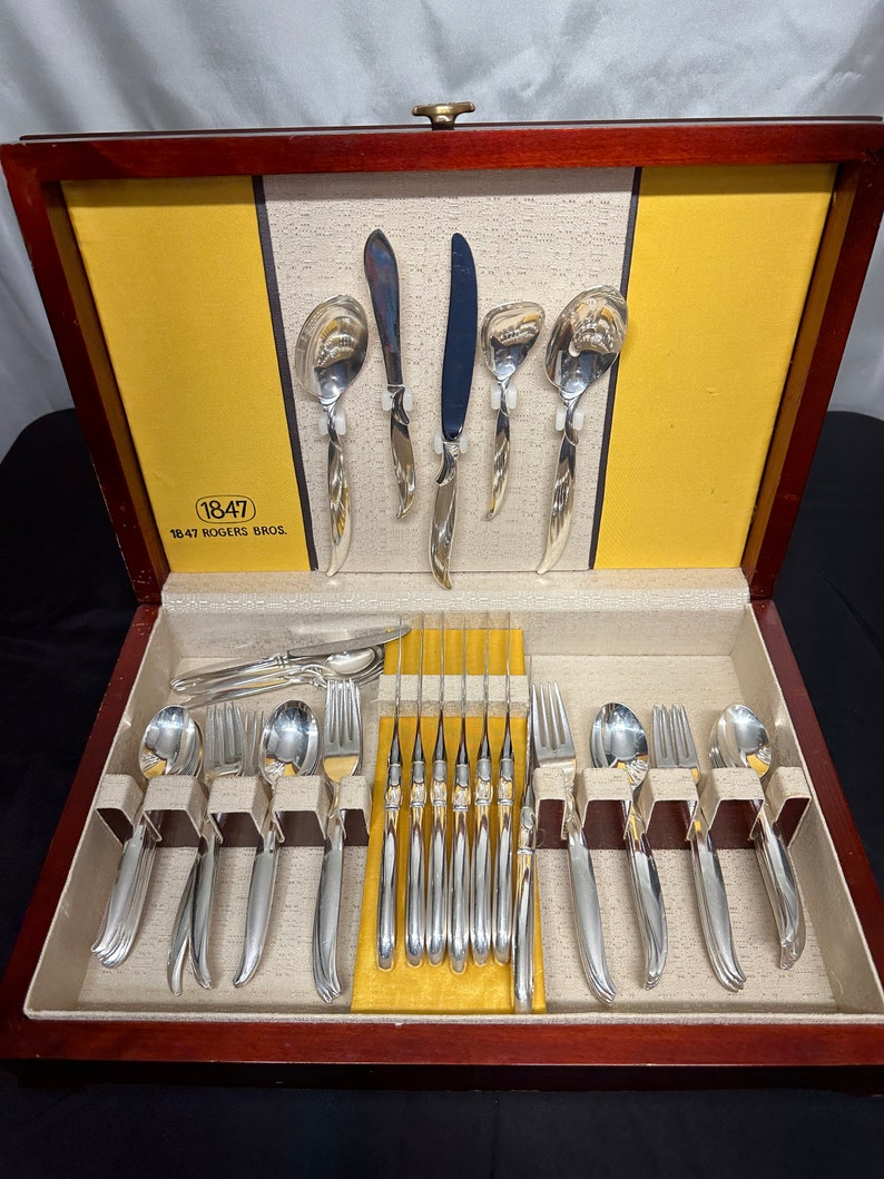 56pc Silver Plated Flatware Set 1847 Rogers Bros Pattern Made Etsy