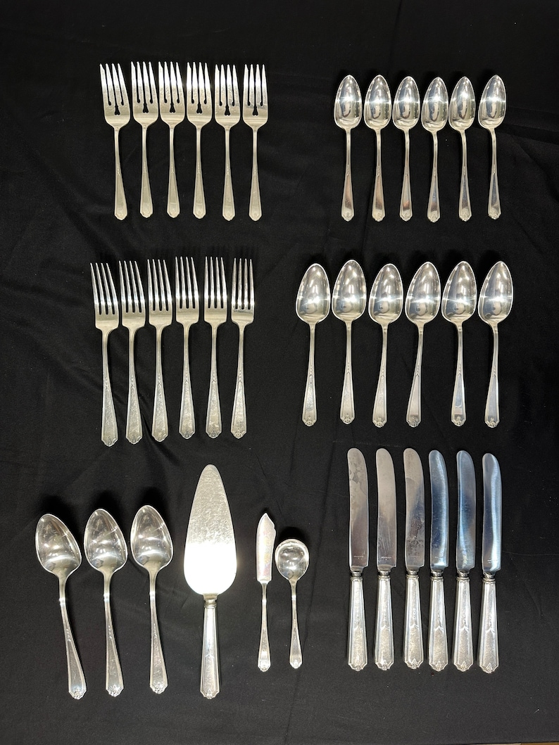 36pc Serves for 6 Silver Plated Flatware Set Vanity Fair Etsy