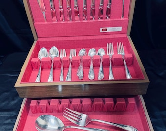 Large and Rare 129pc Nickel Silver Flatware Set Made by EC LTD