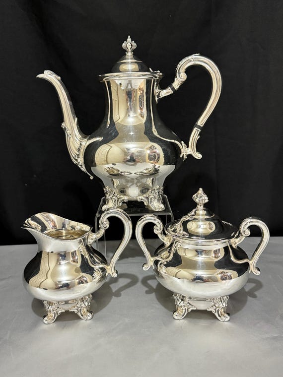 3pc Silver Plated Tea Set by Reed Barton Regent Plain Pattern 5600 Monogrammed Etsy UK