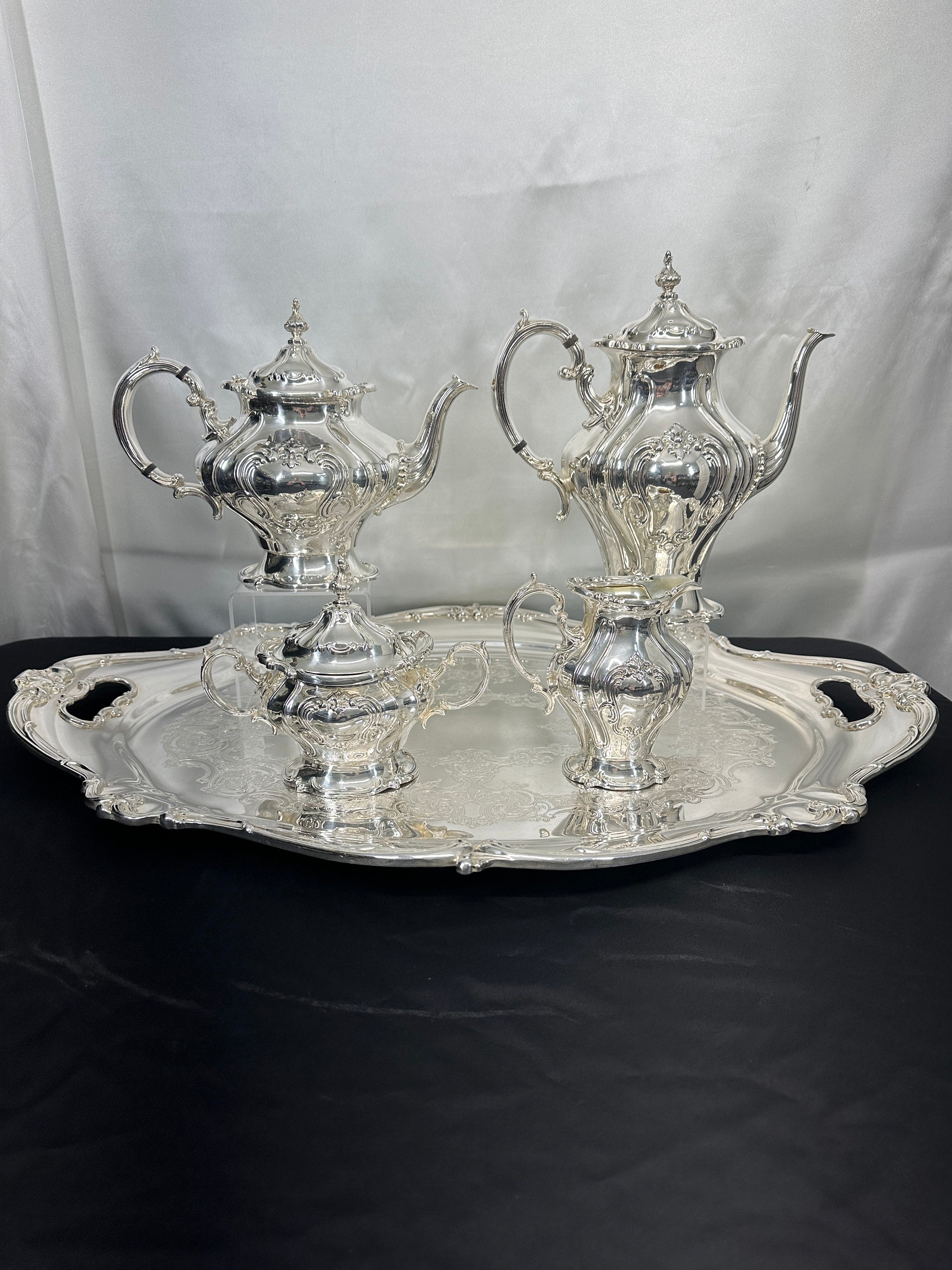 5pc Silver Plated Coffee and Tea Set, Chantilly by Gorham Silver