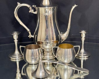 Vintage Cooper Brothers Silver Plated Tea Set: Sheraton Pattern