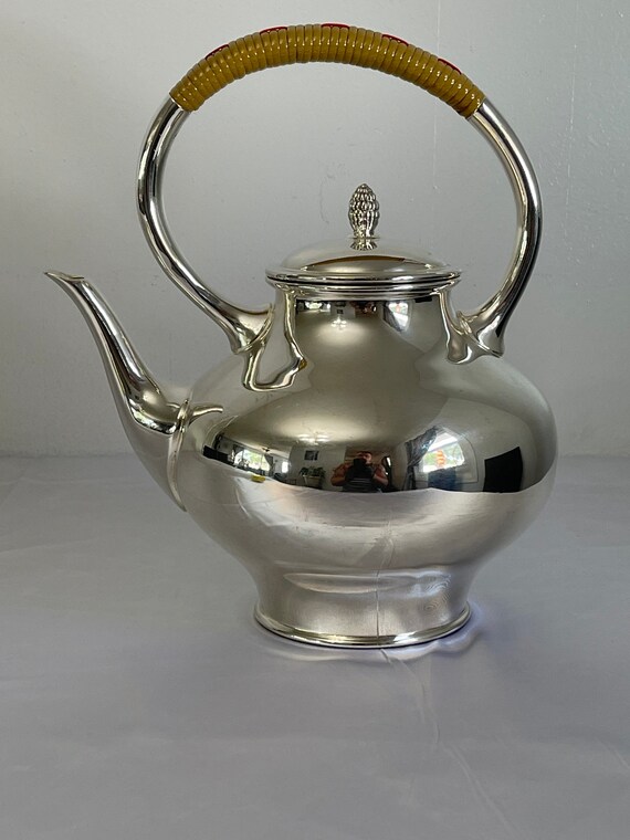 Buy Reed and Barton Teapot With Rattan Wrapped Handle Online in 