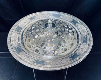 Vintage Silverplate Centerpiece Bowl with Flower Frog: Neoclassical Floral Design
