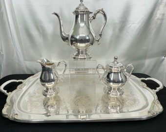 4pc Rogers Bros International Silver ‘Remembrance’, Tea Set with Tray, in exceptional condition.