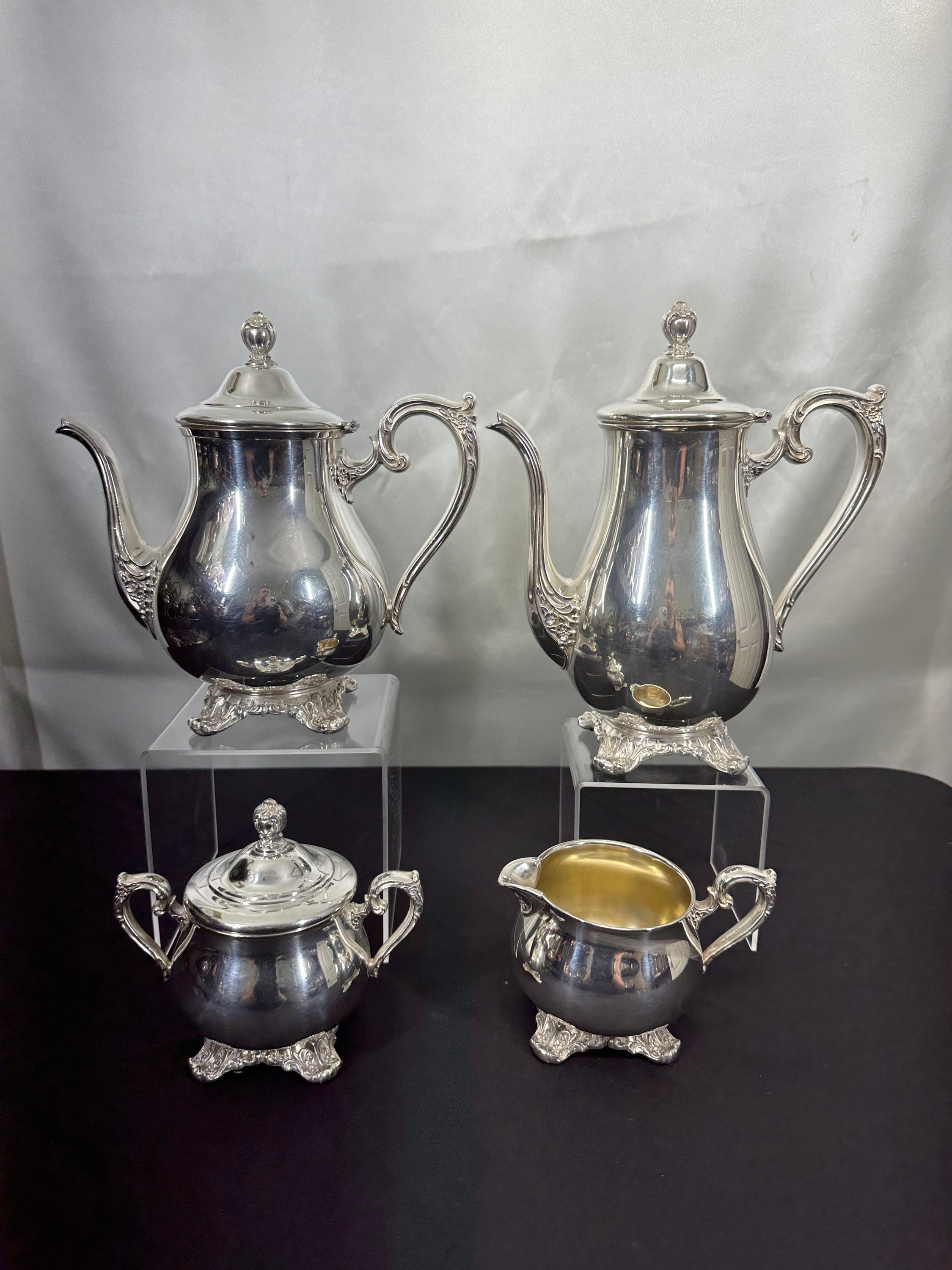 Victorian Rose Silver Plated Coffee and Tea Set - WM Rogers - Etsy
