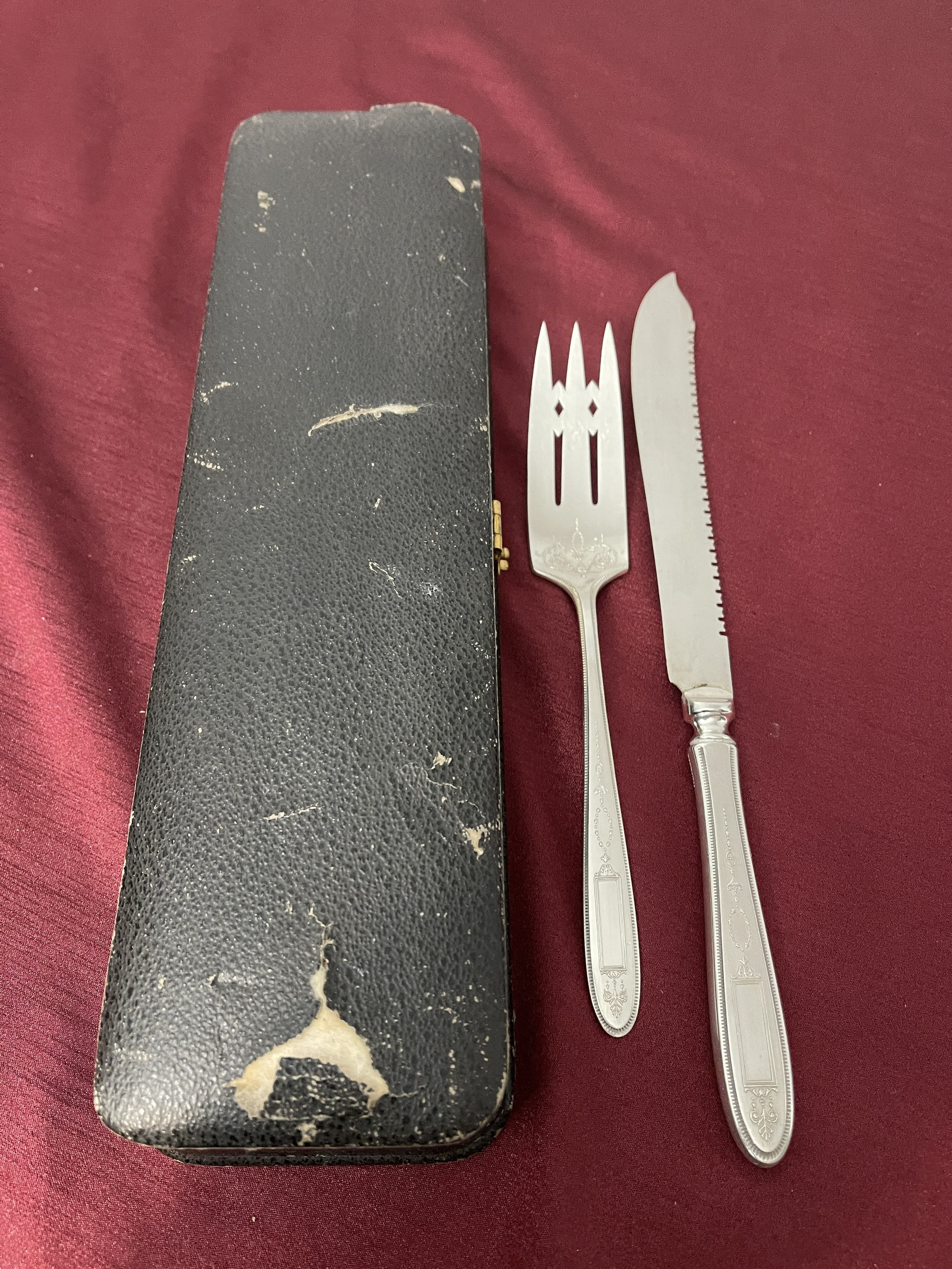 Silverplate Wedding Cake Knife and Fork Set by Oneida Etsy