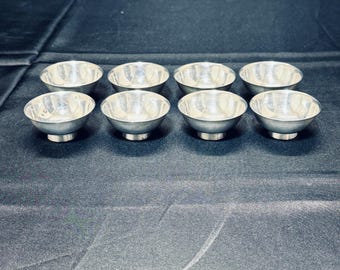 Vintage Silverplate Japanese Bowls: Set of 8 Condiment Servers