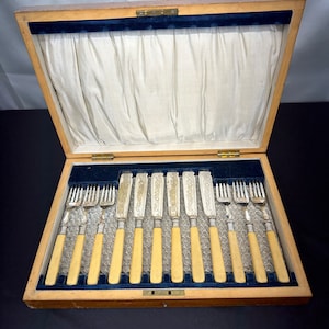 Set of 6 Electroplate Nickel Silver, Flatware, Fish Flatware Set