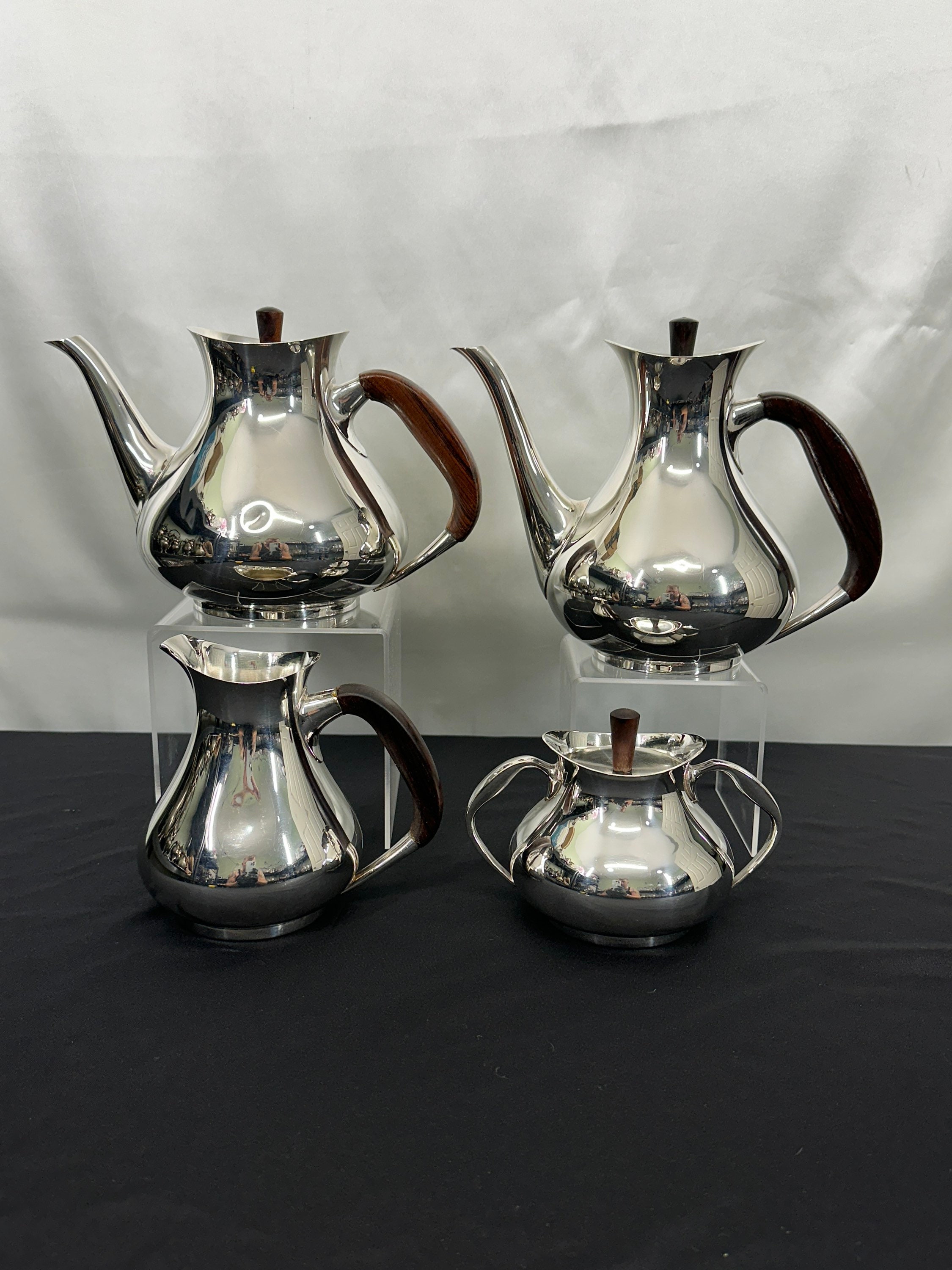 Midcentury 4pc Silver Plated Coffee and Tea Set Made by
