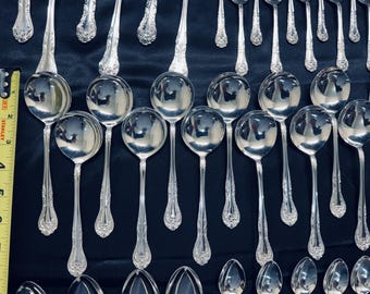 Large and Rare 129pc Nickel Silver Flatware Set Made by EC