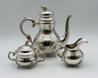 Vintage German Alpacca Silver Tea set. Handarbreit, handmade in German